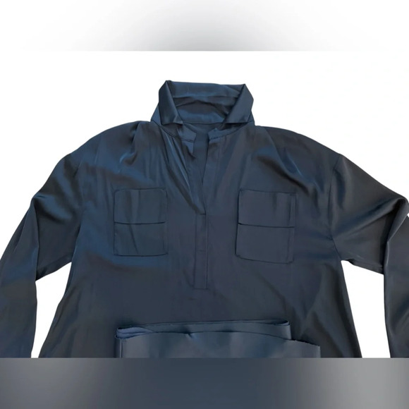 Locker Room ELEGANT MAXI BLACK SHIRT DRESS WITH VEGAN LEATHER BELT Size S/M/L/XL - Picture 5 of 10